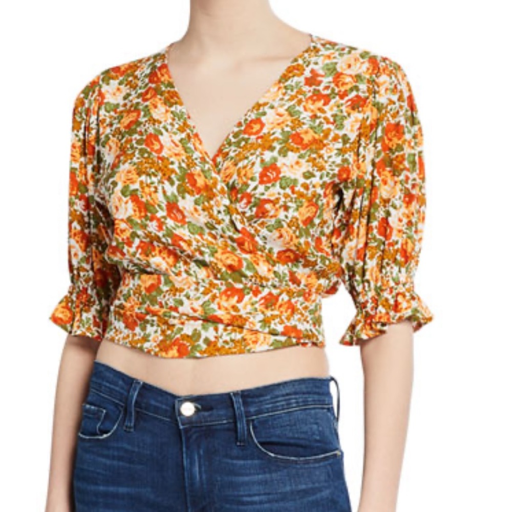 floral wrap top